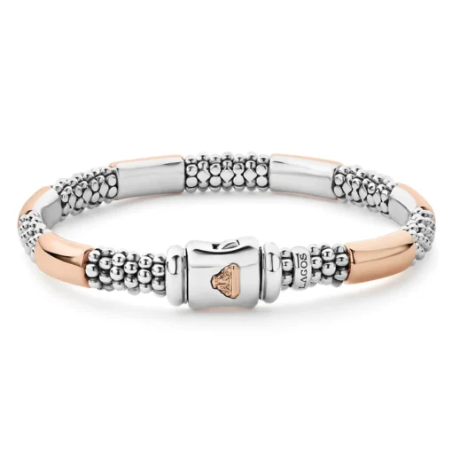 Lagos Rose Gold Station Caviar Bracelet | 6mm (Size S+)