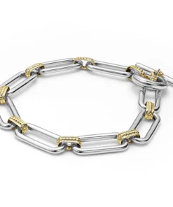 Lagos Two-Tone Link Bracelet (Size M)