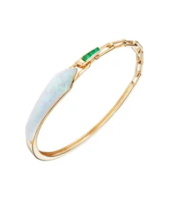 Stephen Webster Crystal Haze Shard Slimline Linked Bracelet in White Opalescent with Emeralds