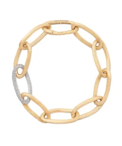 Marco Bicego Jaipur Gold Oval Link Bracelet With Pavé Diamonds