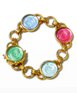 Elizabeth Locke Jewels "Dolphin Twins" Pastel Venetian Glass Intaglio Link Bracelet