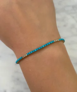 Shy Creation Composite Turquoise Bracelet with Diamonds