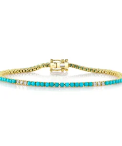 Shy Creation Composite Turquoise Bracelet with Diamonds