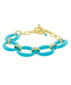 Sloane Street Turquoise and Diamond Oval Link Bracelet