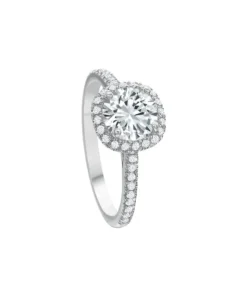 Precision Set New Aire Petite Cushion Halo Diamond Semi Mount Ring