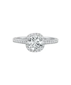 Precision Set New Aire Petite Cushion Halo Diamond Semi Mount Ring