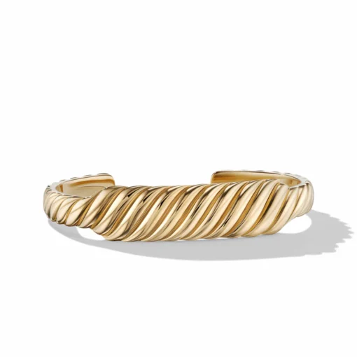 David Yurman Sculpted Cable Contour Cuff Bracelet in 18K Yellow Gold