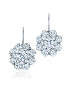 Kwiat Cluster Drop Earrings with Diamonds and Double Halos