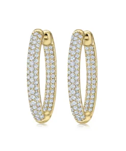 Kwiat Moonlight Oval Hoop Earrings with Pavé Diamonds