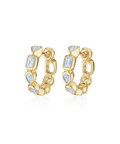 Kwiat Portofino Petite Hoop Earrings with Mixed Shape Diamonds