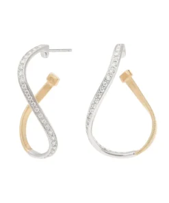 Marrakech Twisted Irregular Small Hoop Earrings with Diamonds