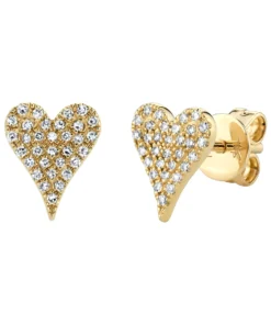 Shy Creations Medium Diamond Pavé Heart Stud Earrings