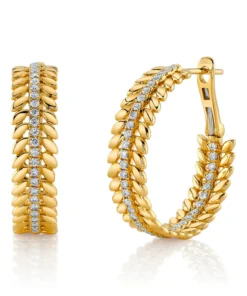 Diamond Laurel Wreath Hoop Earrings