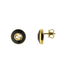 Gucci Interlocking G Stud Earrings in Black Onyx