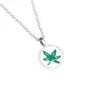 Diamond Cellar OSU Green Enamel Buckeye Leaf Pendant