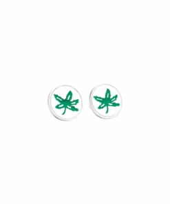 Diamond Cellar OSU Green Enamel Buckeye Leaf Studs