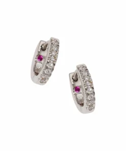 Roberto Coin Single Line Diamond Extra Small Huggie Earrings