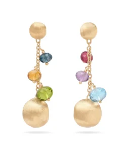 Marco Bicego 18K Yellow Gold Africa Multi Gemstone & Diamond Drop Earrings