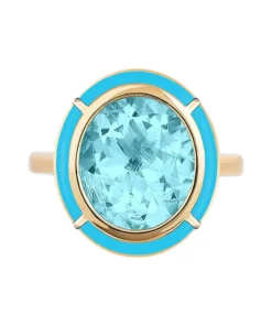 Goshwara Blue Topaz and Turquoise Oval Ring