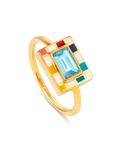 NeverNoT Blue Topaz Colorful Lets Play Chess Good Move Ring