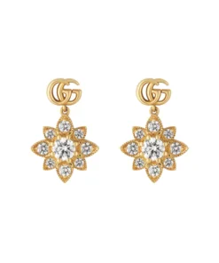 GUCCI Flora Double G Earrings with Diamonds